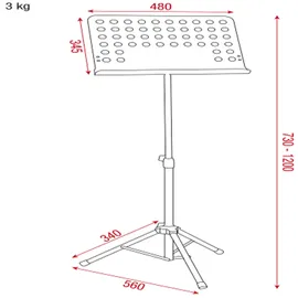 Showgear Music Stand – Pro Stahl, 730-1200mm