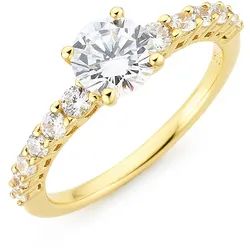 Fingerring »Schmuck Geschenk Silber 925 Silberring Verlobungsring«, mit Zirkonia (synth.), 39447543-59 gelbgoldfarben-kristallweiß + kristallweiß