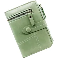 Geldbörse Damen - Vintage Leder Geldbörse für Damen - Portemonnaie Damen Leder - Damen Portemonnaie mit RFID Schutz - Geldbeutel Damen mit Mehrere Kartenfächer mit Handyfach (Grün)