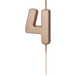 PartyDeco Geburtstagskerze Zahl 4 Zahlenkerze 4,5cm Kuchenkerzen Tortenkerzen Geburtstag Jubiläum Jahrestag Partydeko Geburtstag Tortendeko Rosegold