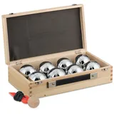 Relaxdays 8 Boule Kugeln im Set Hellbraun,Schwarz,Silber