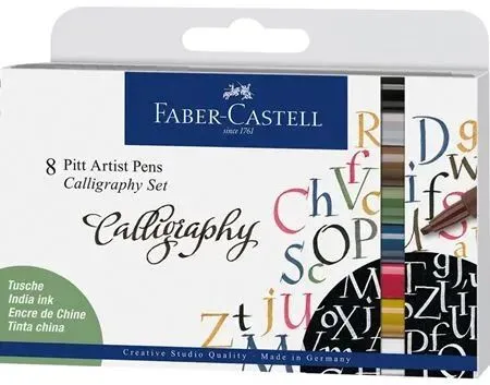 Faber-Castell 167508 Kalligrafiefeder Schwarz, Blau, Braun, Gold, Grün, Grau, Pink, Weiß 8 Stück(e)