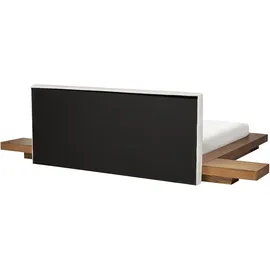 Beliani Bett mit LED Bouclé Zen 160 x 200 cm Led Naturfarbene Esche