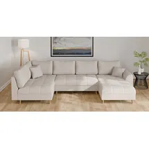 Home Affaire Wohnlandschaft HOME AFFAIRE "CHARRE U-Form mit Ottomane, Maße B/T/H: 310/161/81 cm", beige (creme), B:310cm H:81cm T:161cm, 92% Polyester, 8% Nylon, Sofas, Wohnlandschaft, feine Steppung, lose Rücken- und Zierkissen, auch in Cord und Bouclé