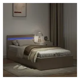 vidaXL Bett mit Bettkasten LED Cappuccino-Braun Kunstleder 100x200 cm