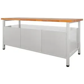 ADB Werkbank lichtgrau, anthrazitgrau 3 Schubladen 170,0 x 60,0 x 84,0 cm