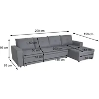 Mendler Ecksofa mit Bettkasten HWC-L16, Couch Sofa L-Form, Liegefläche links/rechts Nosagfederung Stoff/Textil 290cm ~ beige