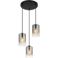 Nowa Hängeleuchte Rauchglas Pendelleuchte schwarz Esszimmerleuchte 3-Flammig, Metall, 3x