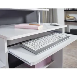KADIMA DESIGN Computertisch: Zeitloses Design, Stauraum, Tastaturauszug, Spanplatte, Weiß.