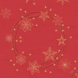 Duni Duni, Dunisoft Serviette 40x40cm 1/4F. Star Shine Red,