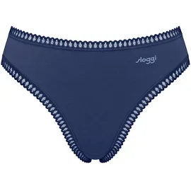 SLOGGI Damen Slips, 3er Pack - GO Crush High Leg C3P, Unterhose, Stretch-Baumwolle Blau/Weiß XS