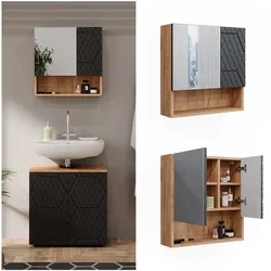 Vicco Badspiegelschrank Irma Eiche Anthrazit 54 x 55 cm Badezimmer