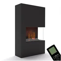 GLOW FIRE Elektrokamin Tucholsky Right Corner Wasserdampf Kamin, Elektrischer Kamin, Wasserdampfkamin mit 3D Feuer und Knisterfunktion schwarz
