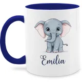 Tasse Tassen 325ml - Elefant Dickhäuter Rüsseltier mit Namen - Tiermotiv Zootier - 325 ml - Dunkelblau - elefanten name elephant elefantenmotiv geschenke und