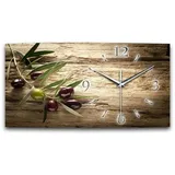 Kreative Feder Funkwanduhr 3D Design-Wanduhr "Oliven" aus gebürstetem Aluminium (3D-Wölbung; flüsterleises Funkuhrwerk; außergewöhnlich, modern) braun 80 cm x 40 cm