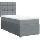 vidaXL Boxspringbett mit Matratze Hellgrau 100x200 cm Stoff