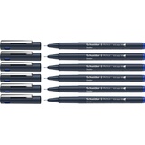 Schneider Pictus Fineliner (Strichstärke 0,5 mm, dokumentenechte Pigmentliner, metallgefasste Spitze, Gehäuse aus 85% recyceltem Kunststoff) 6er Pack, blau