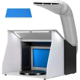 VIVOHOME Airbrush Absauganlage tragbare Spritzkabine Doppellüfter mit 4 LED Beleuchtung Drehtisch und Filterschwamm für Malerei Modellbau Handwerk