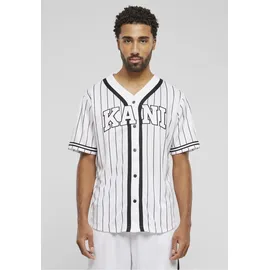 Karl Kani Baseball Shirt Sweatshirt Serif Pinstripe Weiß L