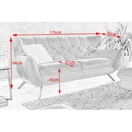 KAWOLA 2-Sitzer Charme Cord steingrau