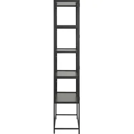 Actona GROUP, schwarz (esche schwarz, matt schwarz), B:77cm H:186cm T:35cm, Melamin, Metall, Schränke, mit Glastüren und Metallrahmen, 4 Einlegeböden, B: 77 x H: 185,6 cm