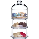 Excelsa PASABAHCE 488854 Patisserie Basic Set 3 stapelbare Behälter mit Kuppel, Glas, transparent,,12x26 cm