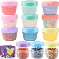 RIZENCE 12 Stück Gefrierdosen Kleine - 77ml Kleine Tupperdosen mit Deckel, BPA-Frei Babybrei Einfrieren Behälter, 100% Auslaufsichere Mini Dosen für Saucen, Snacks, Joghurt, Babynahrung, Stapelbar