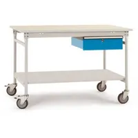 Manuflex BB5337.7035 Komplett-Beistelltisch BASIS mobil mit Kunststoff-Platte + Einzelschubfach, BxTxH: 1000 x 800 x 850 mm
