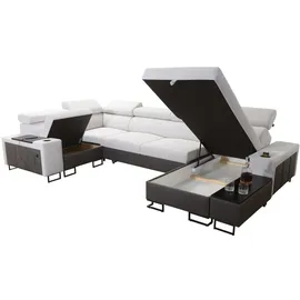 kaiser möbel Großes Ecksofa,Schlaffunktion MELODY IV MINI Tauro/Freya Graphit/Anthrazit Links