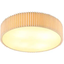 GLOBO Deckenleuchte Deckenlampe Wohnzimmerlampe Metall Weiß Textil Natur D 53 cm