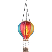 GLOBO Solarlampe Hängeleuchte Außenlampe Heißluftballon bunt Feuereffekt Gartendeko Balkonlampe, 20x 0,5W 1600K warmweiß, DxH 14 x 46,5 cm