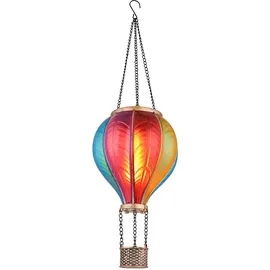 GLOBO Solarlampe Hängeleuchte Außenlampe Heißluftballon bunt Feuereffekt Gartendeko Balkonlampe, 20x 0,5W 1600K warmweiß, DxH 14 x 46,5 cm