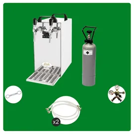 ich-zapfe Komplett Set - Zapfanlage, Bierzapfanlage - Kontakt 40 2-leitig Trockenkühler, Durchlaufkühler 50 Liter/h, Green Line, Zapfkopf 2:Dreikant,Zapfkopf:KeyKeg