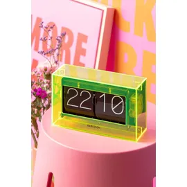 Karlsson Tischuhr Boxed Flip neongelb | 7,1x11,7 cm - Gelb