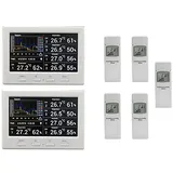 Funk Thermometer Froggit DL5000 TWIN (2 Displays) - Funk Wetter Datenlogger inkl. 5 Funksensor (PC-Auswertung, Temperatur, Luftfeuchtigkeit, Wärmeindex, Taupunkt)