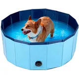 maxxpro Faltbarer Hundepool - Rutschfest - Vakuumventil - ⌀ 80 cm - Blau