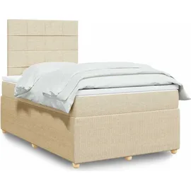 vidaXL Boxspringbett mit Matratze Creme 120x200 cm Stoff