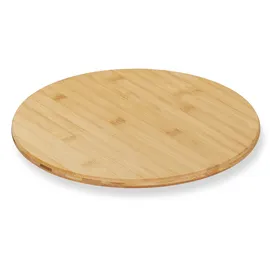 Relaxdays Drehteller, rund, 360° drehend, zum Servieren, Gewürze, Öl, Marmelade, Käse, Ø 32 cm, Bambus Drehplatte, natur,