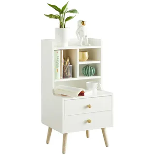 SoBuy Nachttisch mit 2 Schubladen und offenen Fächern Sofatisch Beistelltisch Nachtschrank Nachtkommode bht ca.: 43x81x36cm