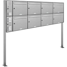 AL Briefkastensysteme 8er Premium Edelstahl Standbriefkasten Anlage Klingel Links Postkasten 4x2