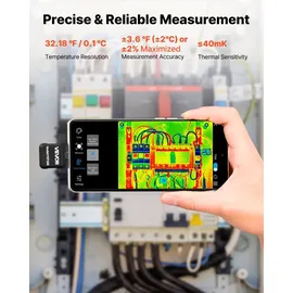 Vevor Wärmebildkamera für Android, 320x240 Super IR 160x120 IR-Auflösung Thermobildkamera für Smartphone Tablet mit USB-C Anschluss, 25Hz Infrarotkamera mit 15 Farbpaletten für -20°C-550°C Inspektion