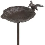 Moritz Vogeltränke Vogelbad Gusseisen 99 cm Erdspieß antik braun Kolibri Blattform Deko