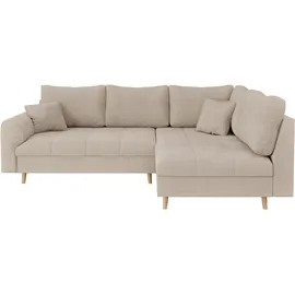 Home Affaire Ecksofa HOME AFFAIRE "CHARRE L-Form mit Ottomane, Maße B/T/H: 231/161/81 cm", beige, B:231cm H:81cm T:161cm, 92% Polyester, 8% Nylon, Sofas, Ecksofa, feine Steppung, lose Rücken- und Zierkissen, auch in Cord und Bouclé