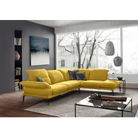 W.SCHILLIG Ecksofa sherry, Designsofa mit tollem Sitzkomfort, elegant und zeitlos, L-Form, mit Kopfstützenverstellung, Winkelfüße in Schwarz, Breite 302 cm gelb