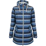 Regenliebe Damen Regenmantel Friesennerz gestreift navy Regenjacke mit tailliertem Schnitt und Taillenregulierung, Größe:48 - 48