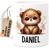 Tassenliebling® Bären Tasse personalisiert – Kindertasse mit Namen – Tiere Geschenke – Tasse mit Namen Kind – Personalisierte Geschenke Kinder – Kinderbecher aus Keramik 330ml