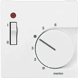Merten System M Zentralplatte, Raumtemperaturregler, polarweiß, matt, diverse Symbole, Kontrollfenster/Lichtauslass