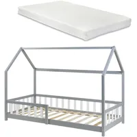 [en.casa] Hausbett Hesel 90 x 200 cm Kiefer grau grau