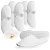 com-four® Frottee Slipper Größe 38/39, 6 Paar Waffel-Muster - Hotelslipper weiß geschlossen - Gästepantoffeln - Gästehausschuhe - Badeslipper - Frottierslipper - Hausschuhe - Farbe: weiß - Unisex - 38/39 EU