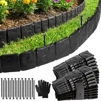 Rasenkante Kunststoff, Beeteinfassung Beetumrandung Kunststoff, Beetumrandung Garten, Mähkante für Blumenbeet, Gartenzaun, Verdickt Kleiner Zaun, Steinoptik-5 m, Schwarz